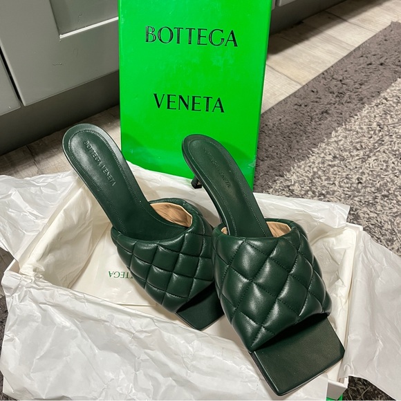 Bottega Veneta Dark Green Quilted Heels - Picture 5 of 13